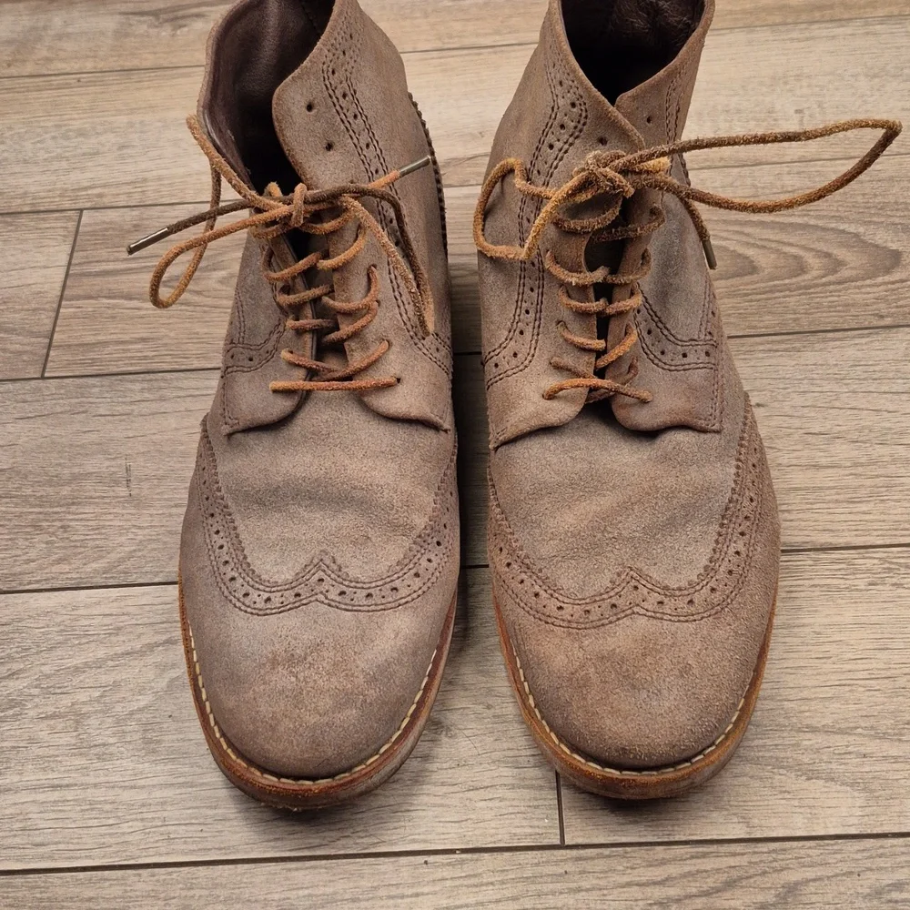 All Saints Brown Suede Brogue Lace-Up Boots